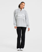 Athletics Oversized Knitted 1/4 Zip - Grijs Marl