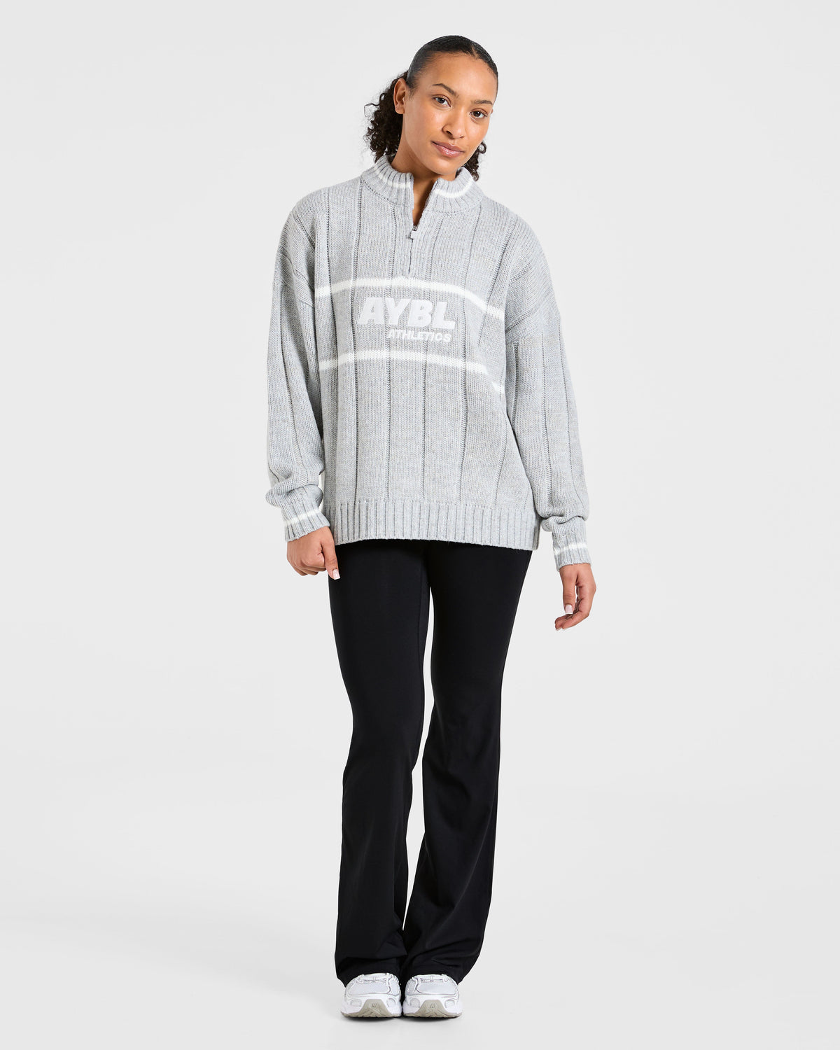 Athletics Oversized Knitted 1/4 Zip - Grijs Marl