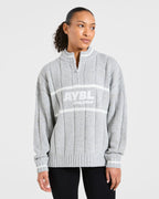 Athletics Oversized Knitted 1/4 Zip - Grijs Marl