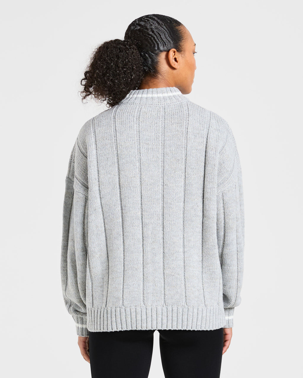 Athletics Oversized Knitted 1/4 Zip - Grijs Marl