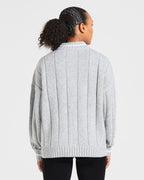 Athletics Oversized Knitted 1/4 Zip - Grijs Marl
