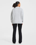 Athletics Oversized Knitted 1/4 Zip - Grijs Marl