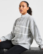 Athletics Oversized Knitted 1/4 Zip - Grijs Marl