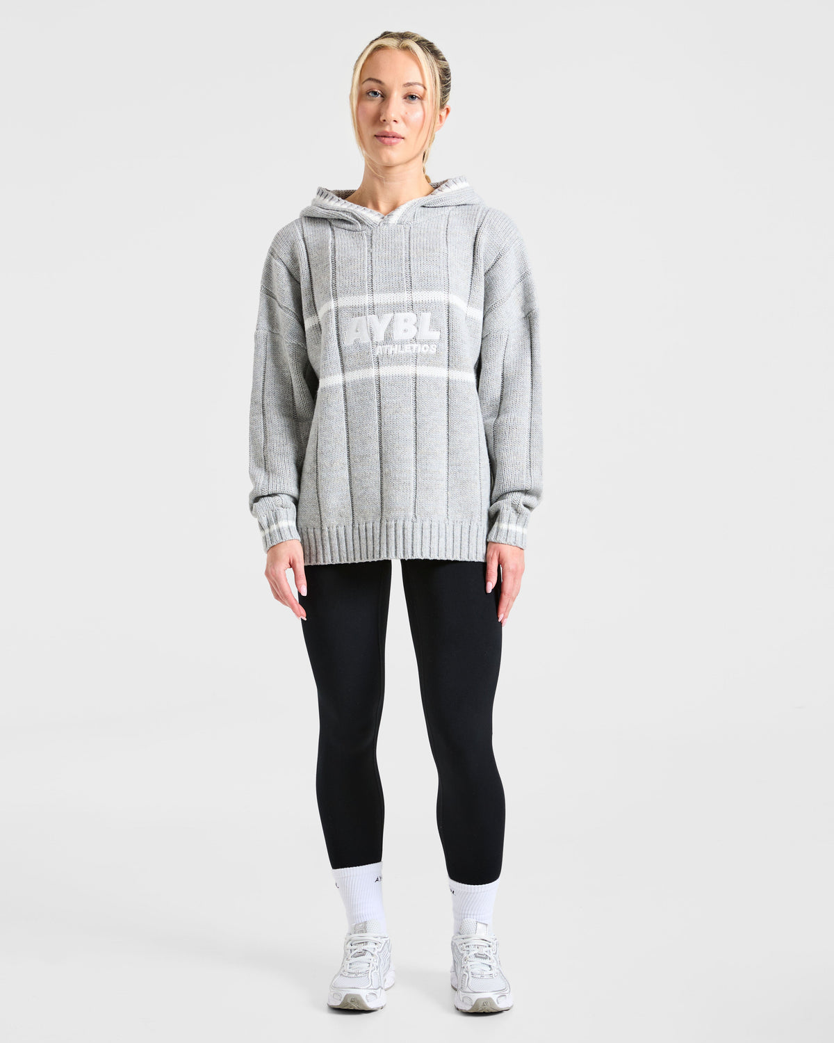 Athletics Oversized Knitted Hoodie - Grijs Marl
