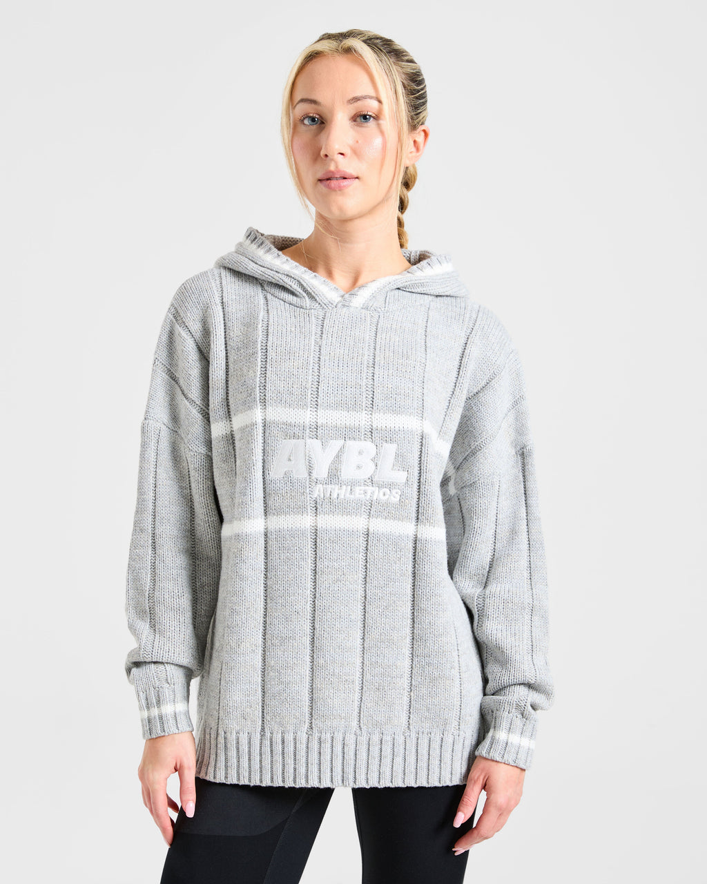 Athletics Oversized Knitted Hoodie - Grijs Marl