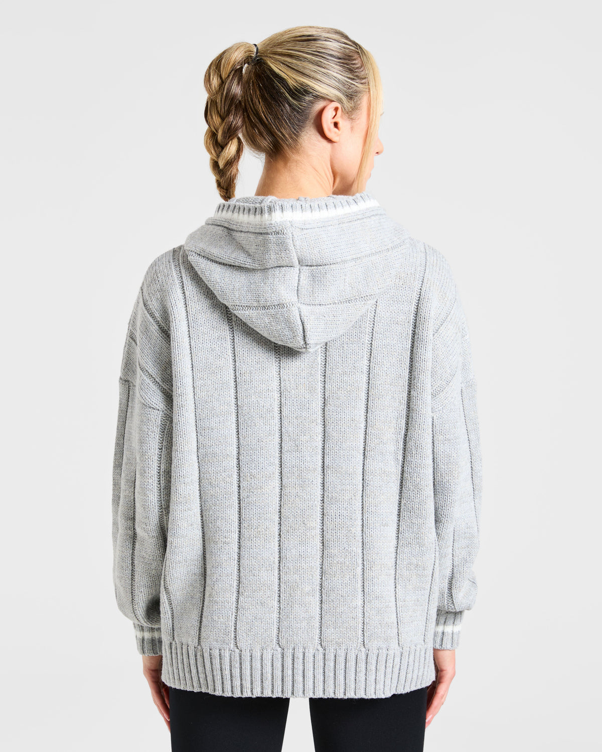 Athletics Oversized Knitted Hoodie - Grijs Marl