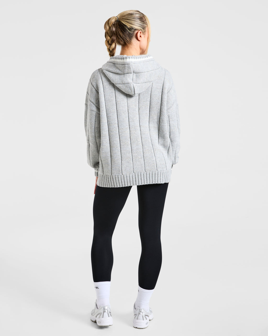 Athletics Oversized Knitted Hoodie - Grijs Marl