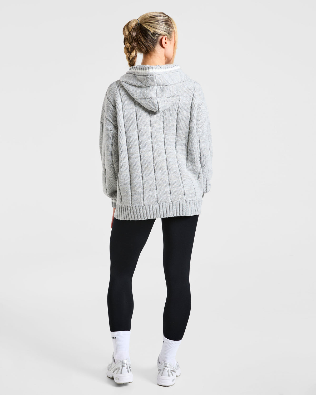 Athletics Oversized Knitted Hoodie - Grijs Marl