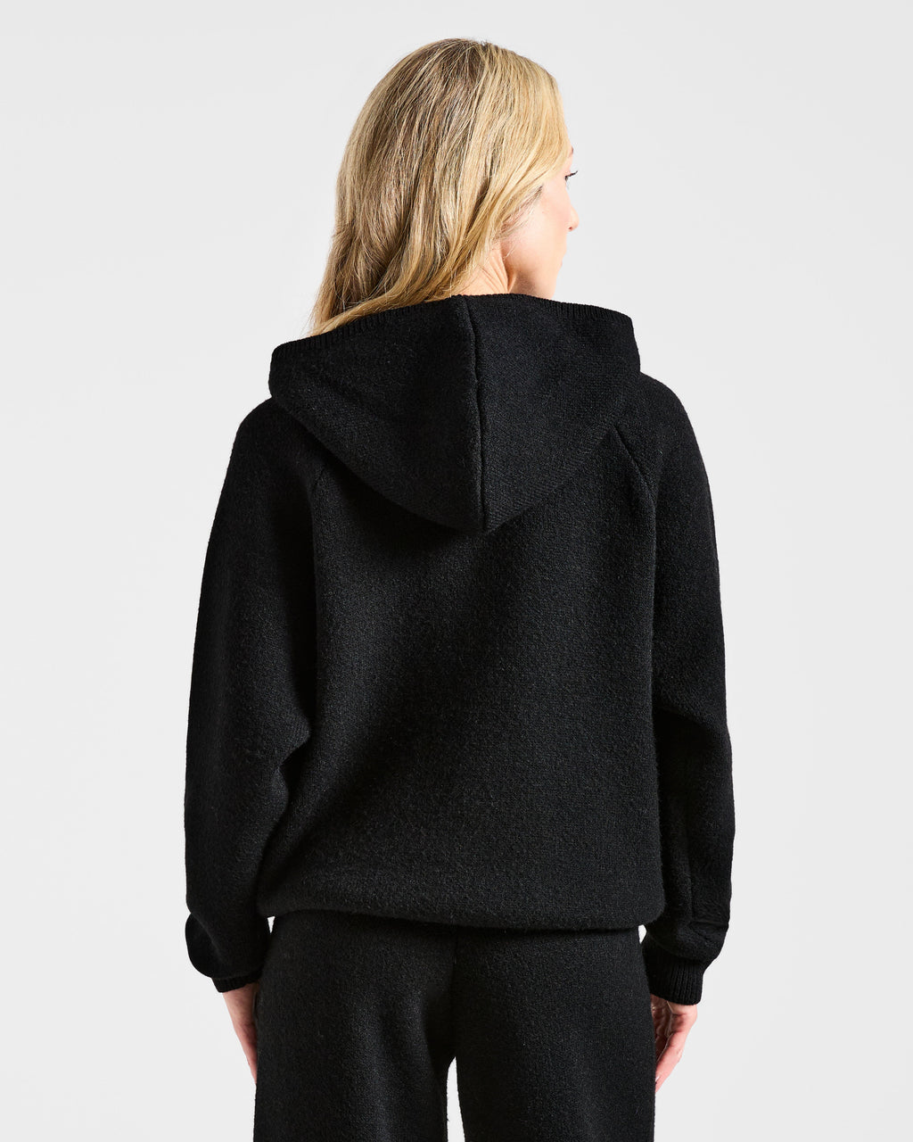 Soft Oversized Knitted Hoodie - Zwart