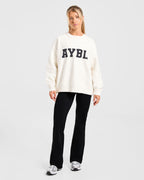 Varsity Oversized Knitted Sweater - Off Wit