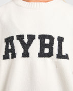Varsity Oversized Knitted Sweater - Off Wit