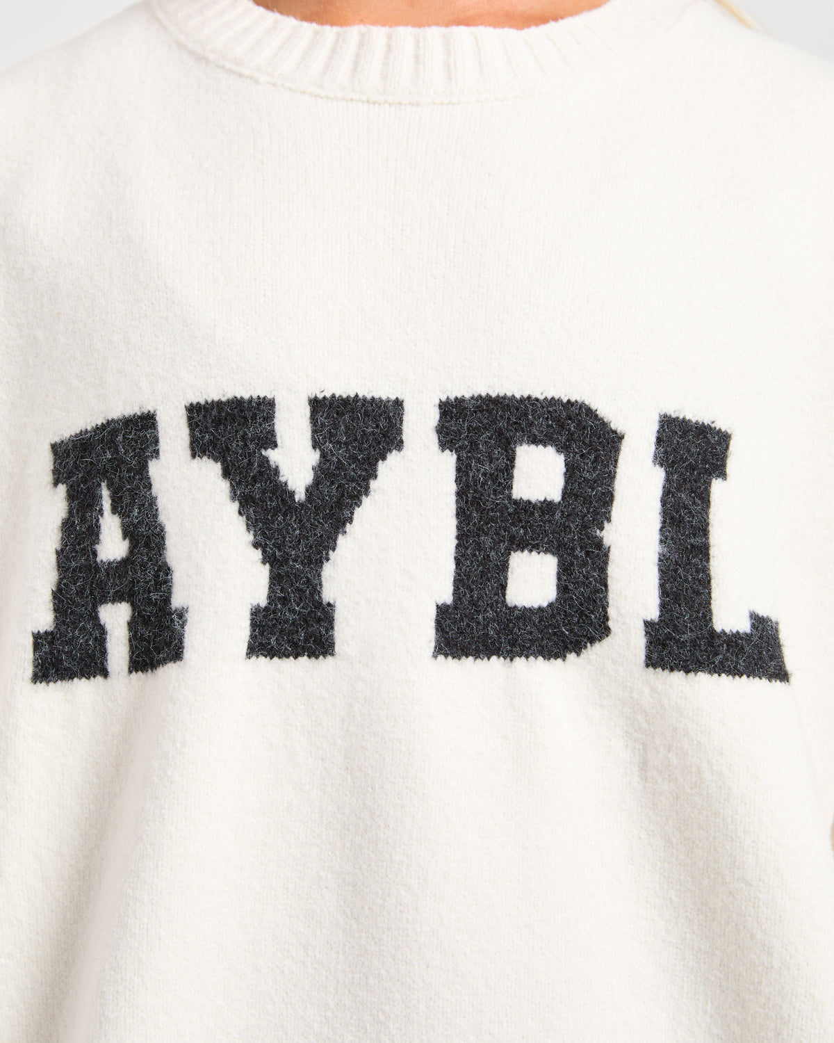 Varsity Oversized Knitted Sweater - Off Wit