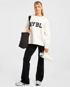 Varsity Oversized Knitted Sweater - Off Wit