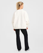 Varsity Oversized Knitted Sweater - Off Wit
