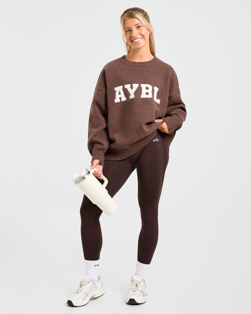 Varsity Oversized Knitted Sweater - Bruin