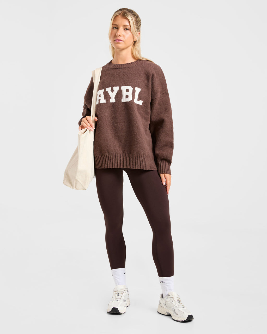 Varsity Oversized Knitted Sweater - Bruin