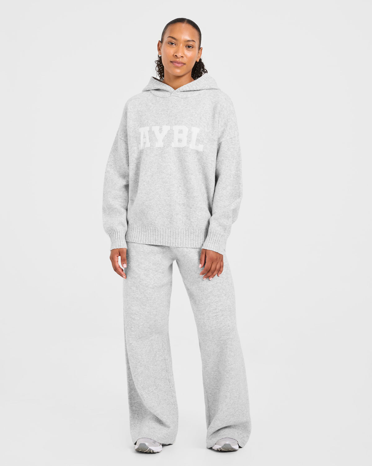 Varsity Oversized Knitted Joggers - Grijs Marl
