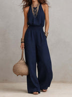 Camille | Effortless Halter Wide-Leg Jumpsuit