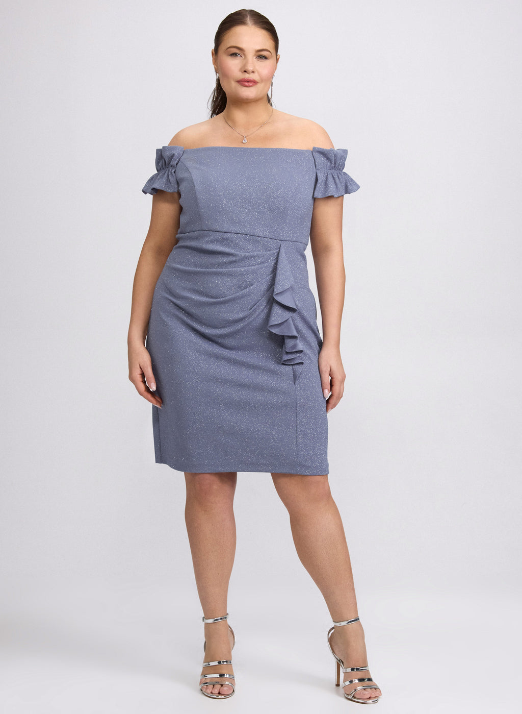 Off-The-Shoulder Glitter Dress