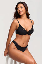 Lace Trim Unlined Plunge Bra