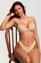 Lace Trim Unlined Plunge Bra