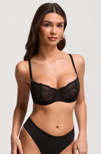 U Back Mesh Lace Balconette Bra