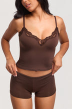 Lace V Neck Double Lined Camisole Top