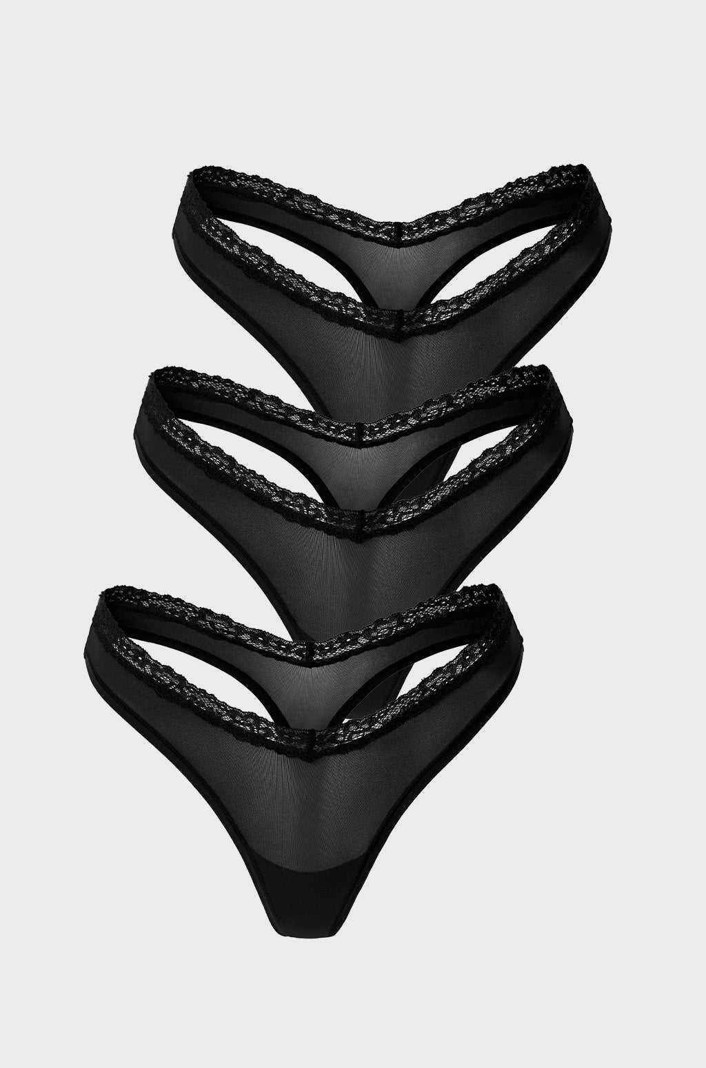 V-waisted Lace Thongs 3 Pack
