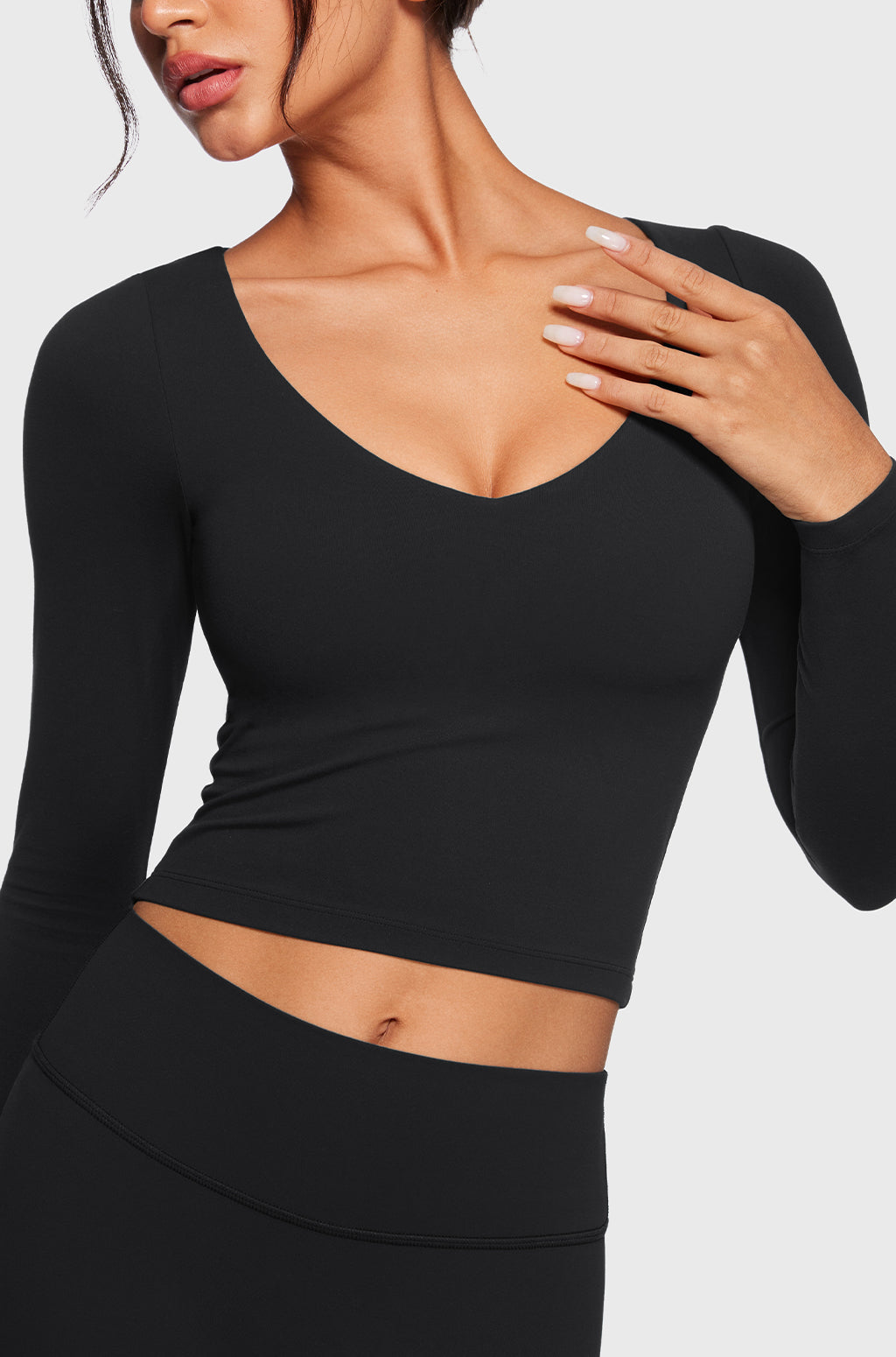 V-Neck Long Sleeve Tops