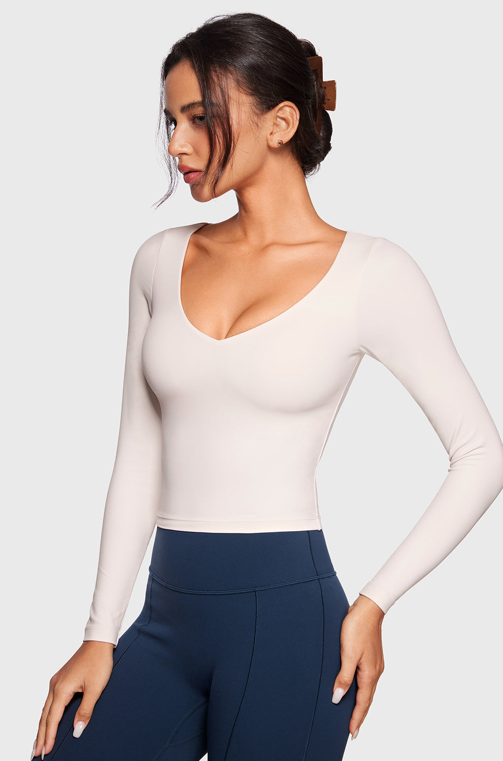 V-Neck Long Sleeve Tops