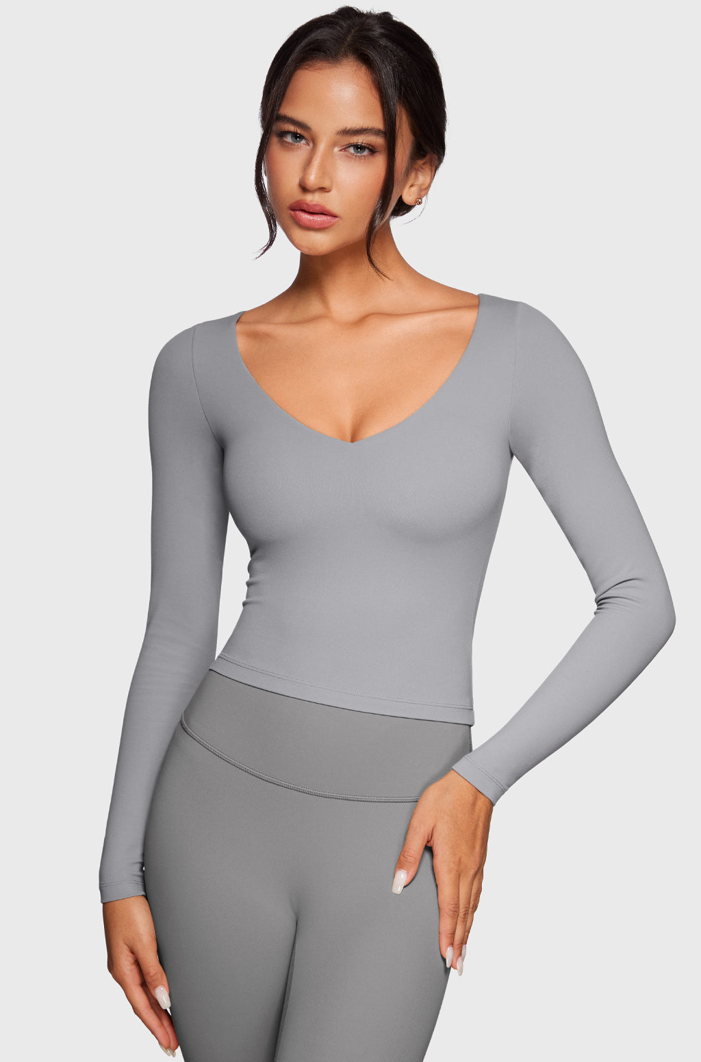 V-Neck Long Sleeve Tops