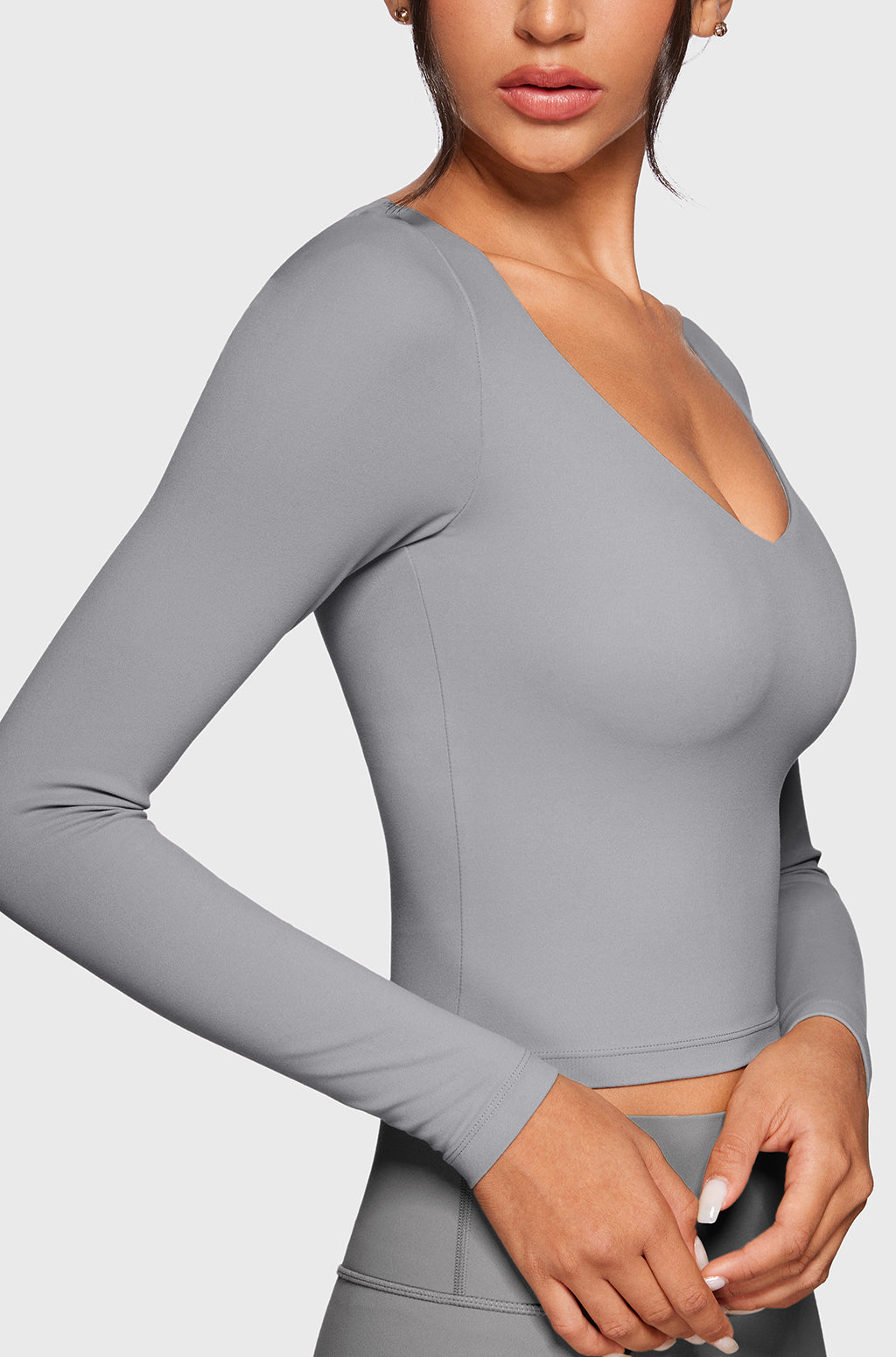 V-Neck Long Sleeve Tops