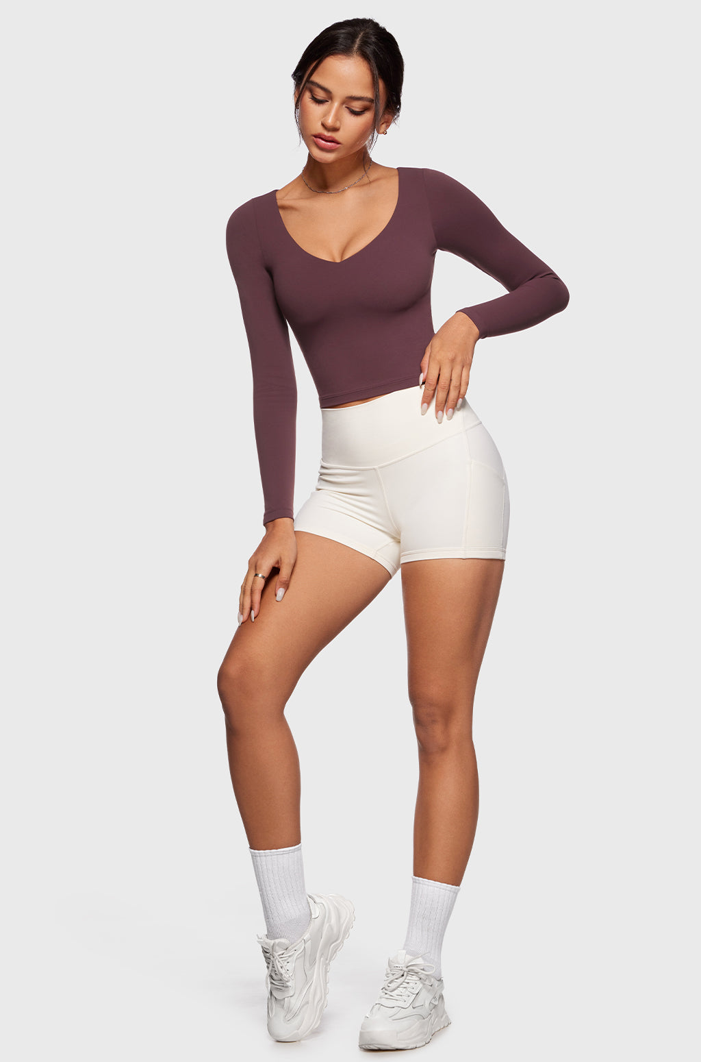V-Neck Long Sleeve Tops