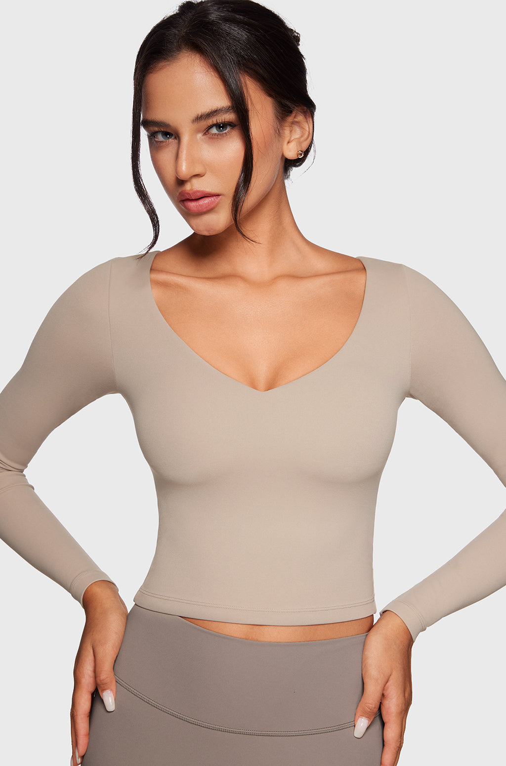 V-Neck Long Sleeve Tops