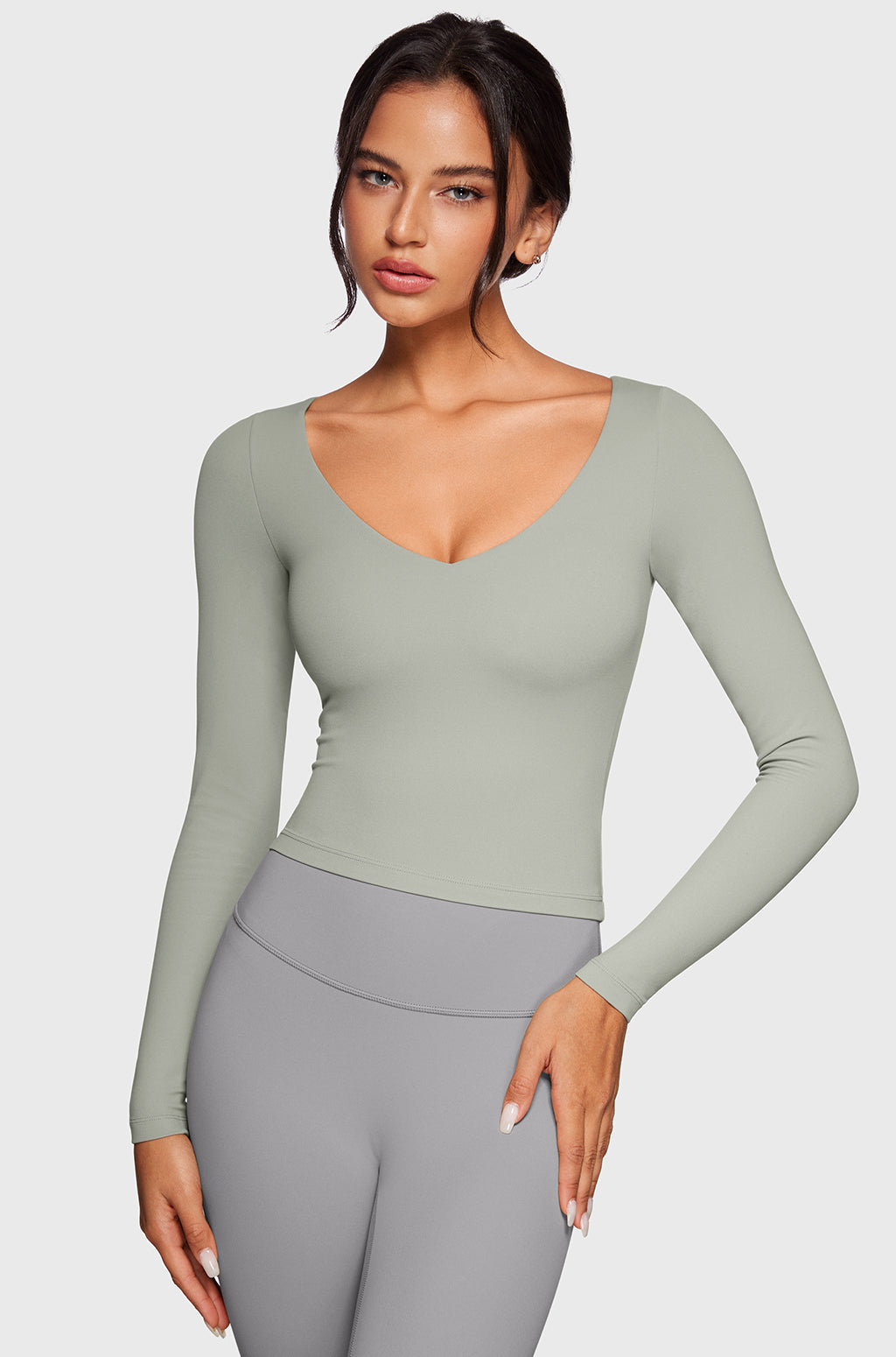 V-Neck Long Sleeve Tops