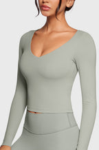 V-Neck Long Sleeve Tops
