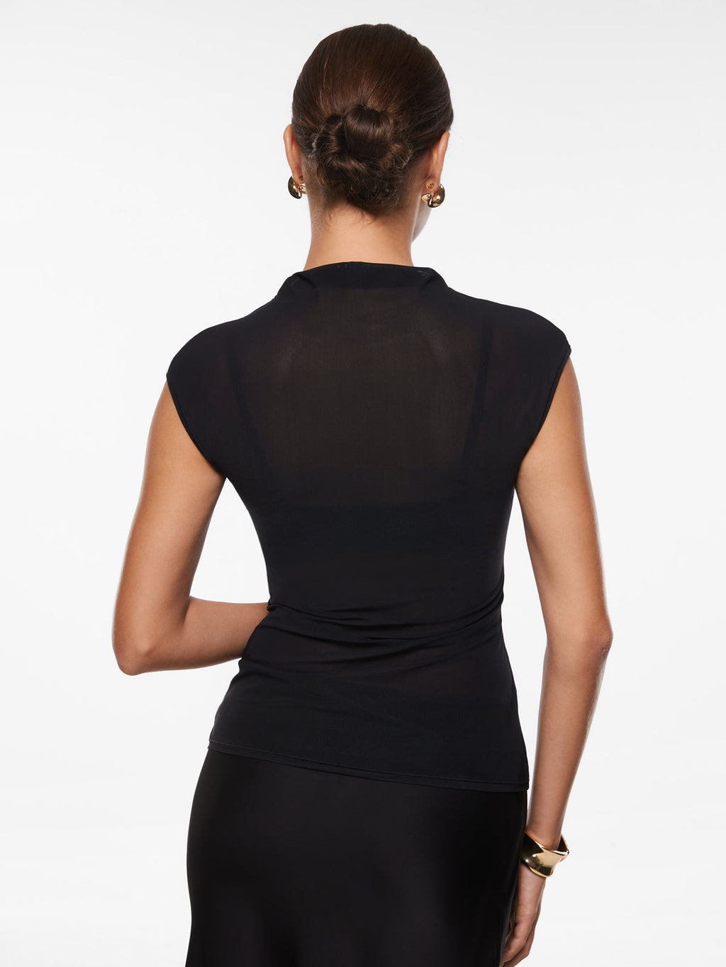 Cosnufy® Sheer Mesh Mock Neck Tank Top