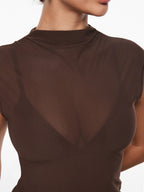 Cosnufy® Sheer Mesh Mock Neck Tank Top