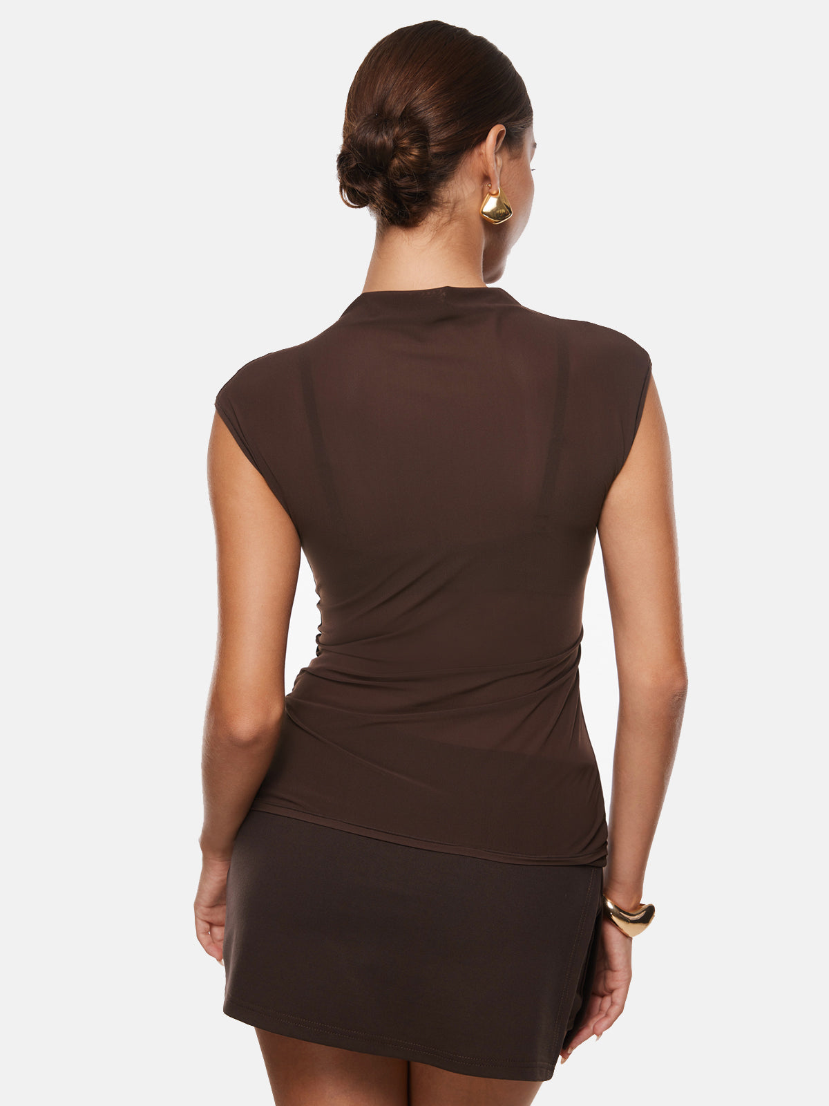 Cosnufy® Sheer Mesh Mock Neck Tank Top