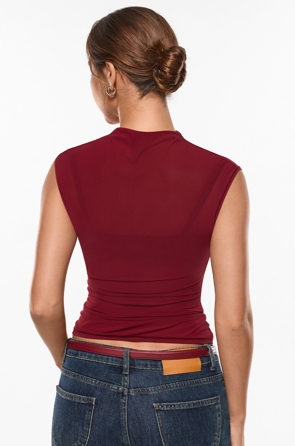 Cosnufy® Sheer Mesh Mock Neck Tank Top