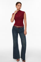 Cosnufy® Sheer Mesh Mock Neck Tank Top