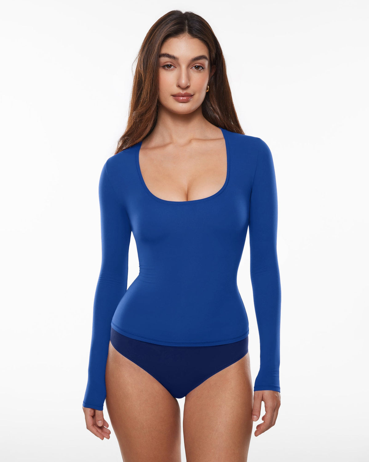 Inbarely® Soft Deep U Neck Long Sleeves Top