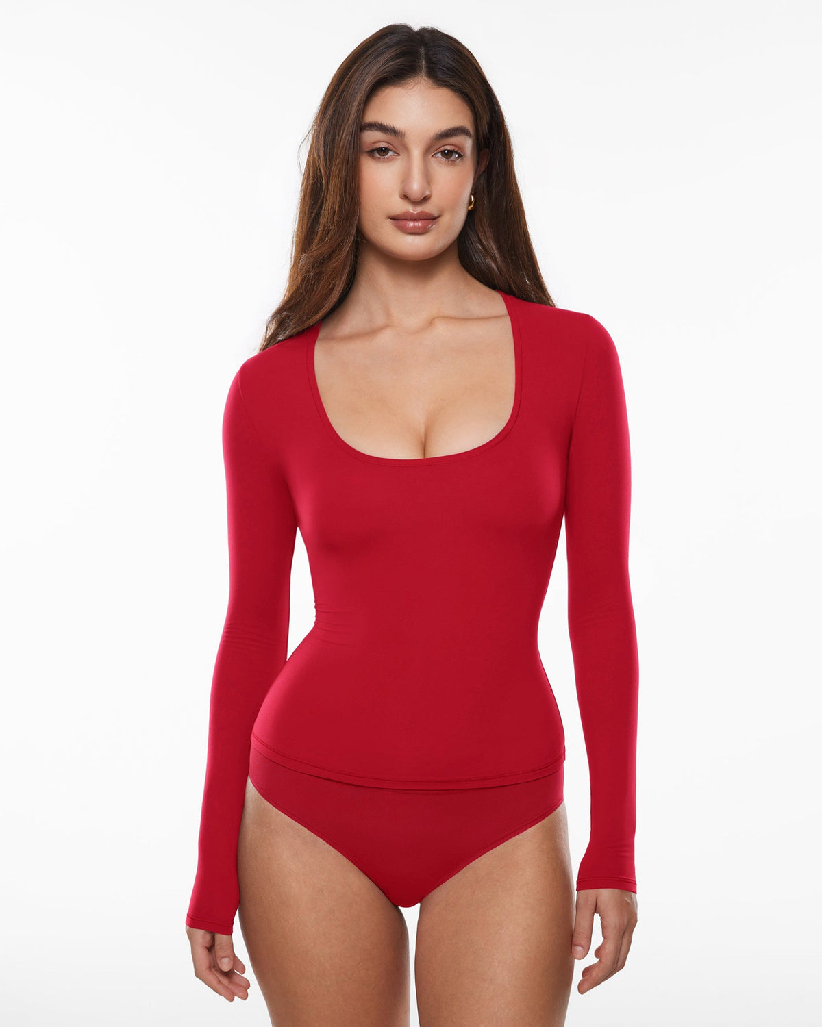 Inbarely® Soft Deep U Neck Long Sleeves Top