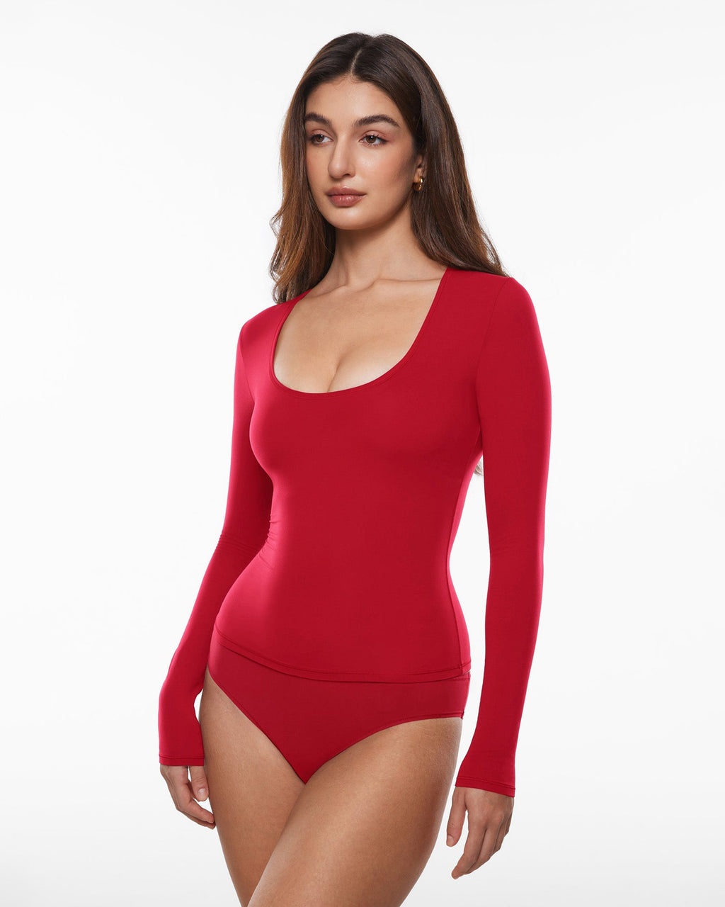 Inbarely® Soft Deep U Neck Long Sleeves Top
