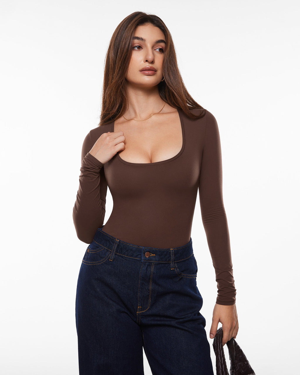 Inbarely® Soft Deep U Neck Long Sleeves Top
