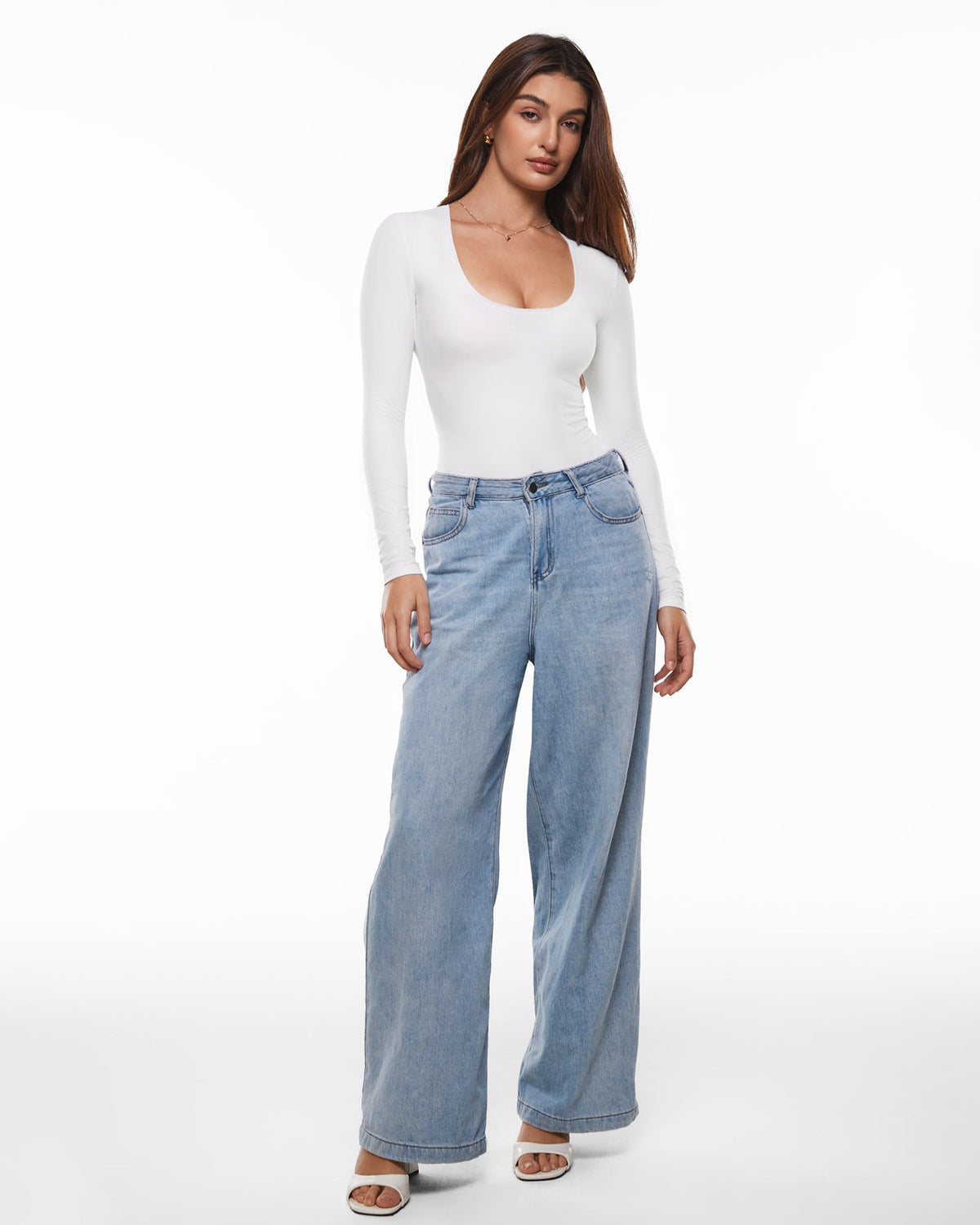 Inbarely® Soft Deep U Neck Long Sleeves Top