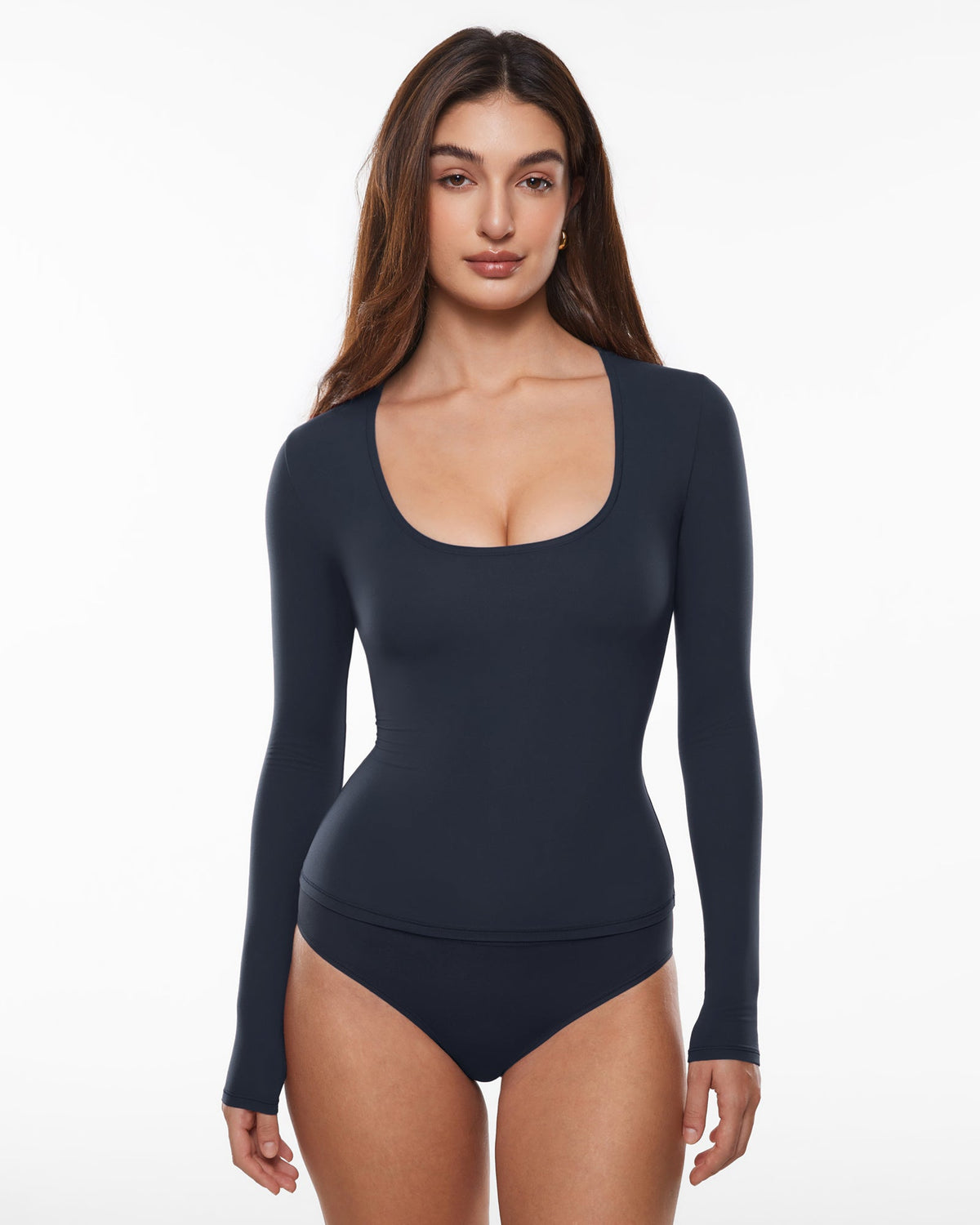 Inbarely® Soft Deep U Neck Long Sleeves Top