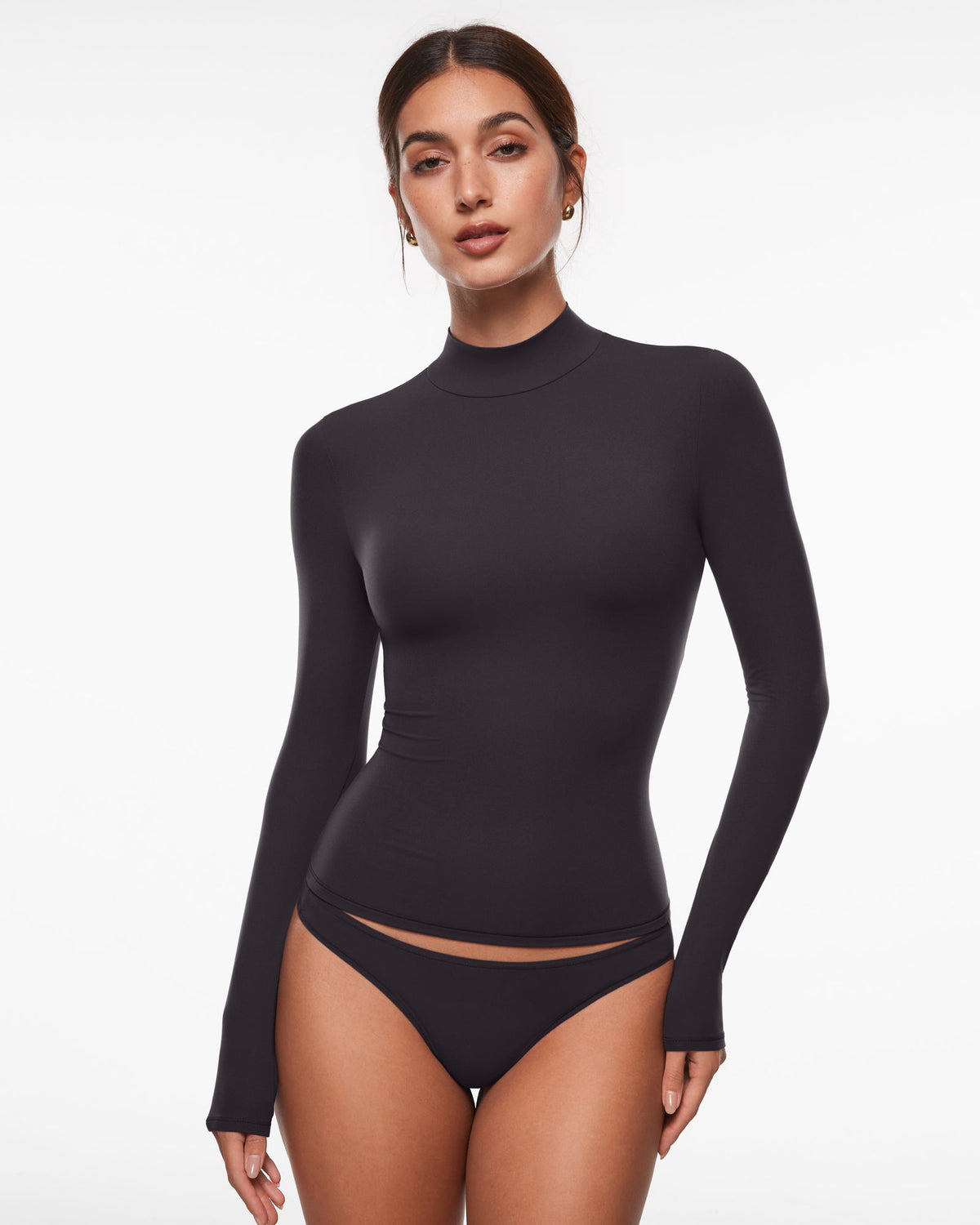 Inbarely® Soft Mock Turtleneck Long Sleeve Top