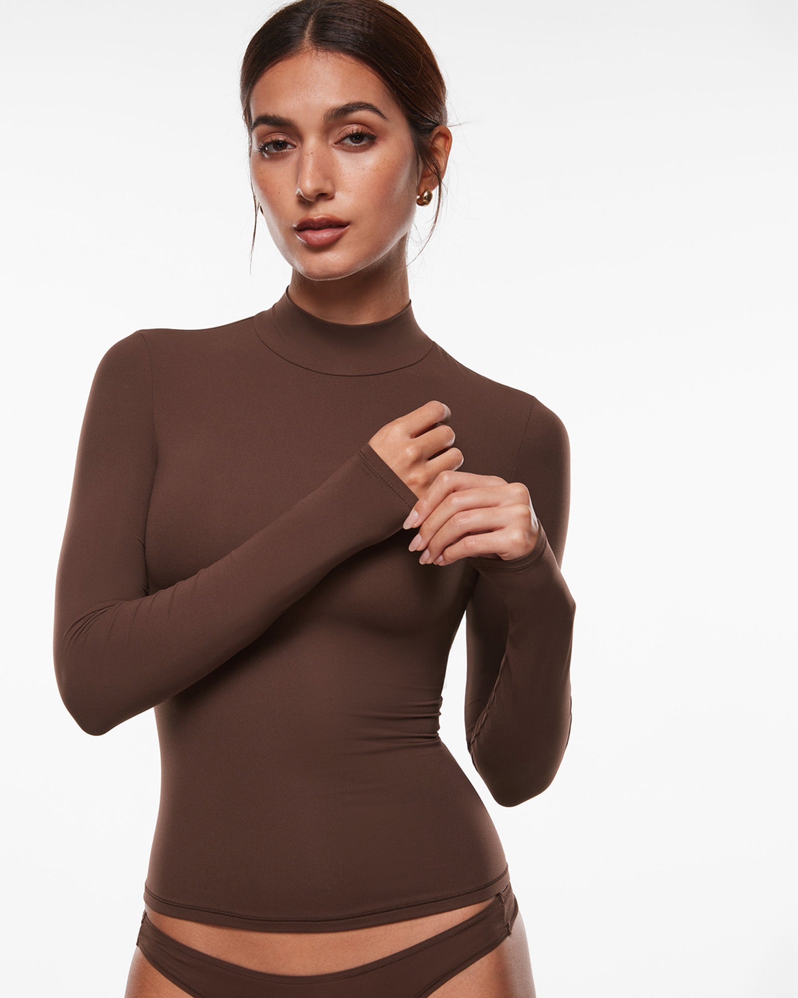 Inbarely® Soft Mock Turtleneck Long Sleeve Top