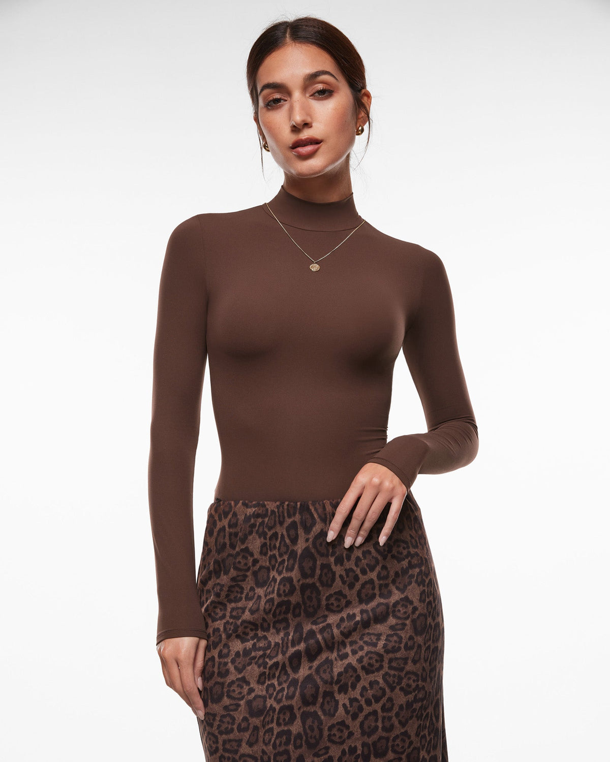 Inbarely® Soft Mock Turtleneck Long Sleeve Top